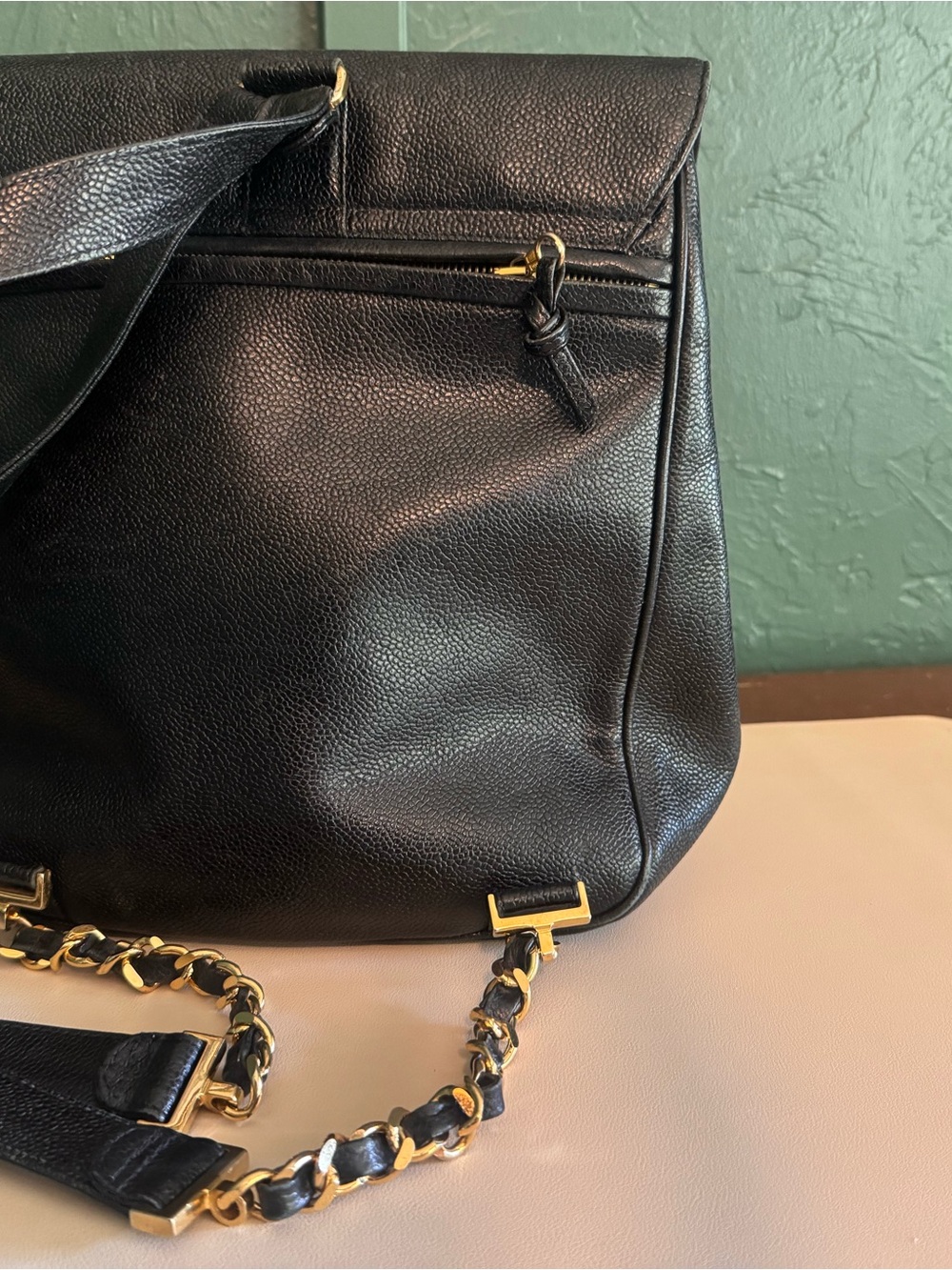 RARE Chanel 1990s Vintage Caviar Black Leather Double Pocket Duma Backpack Bag - Picture 4 of 11